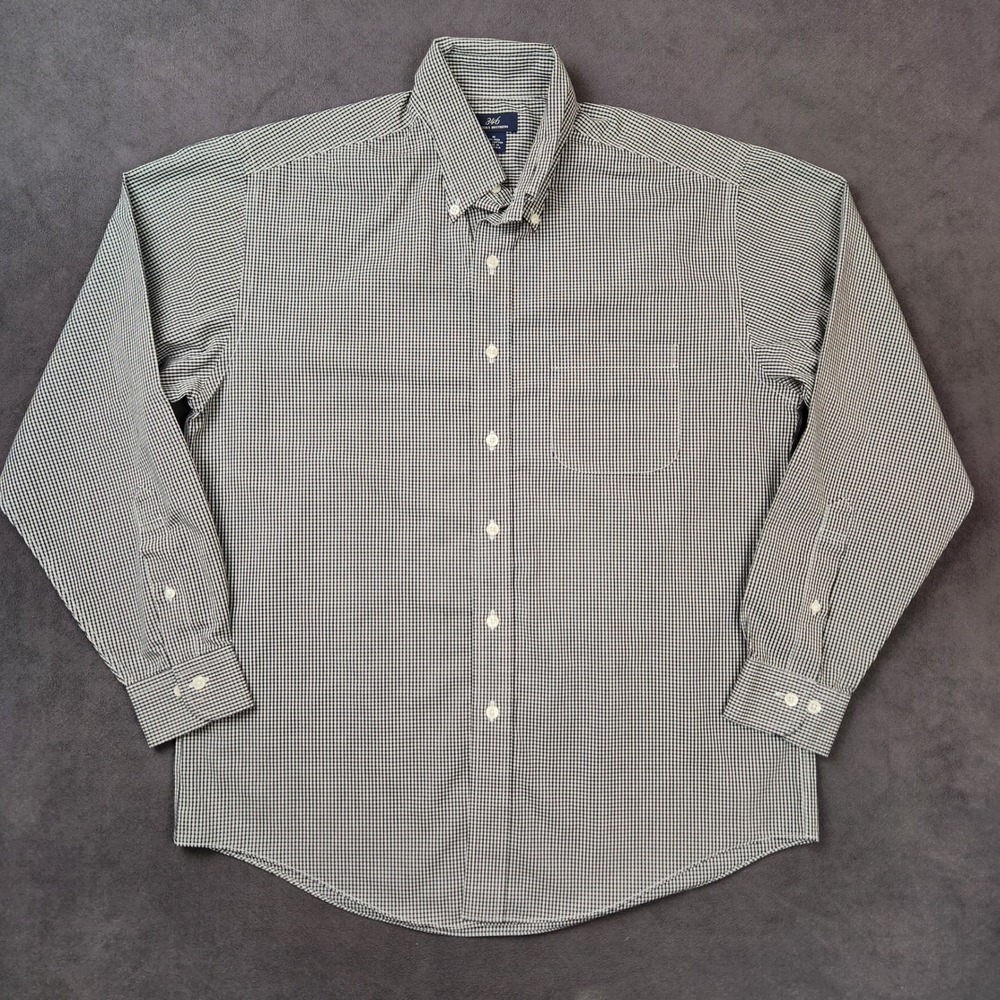 Brooks Brothers 346 Shirt Mens Medium Gingham Check Button Up‎ Non Iron Cotton
